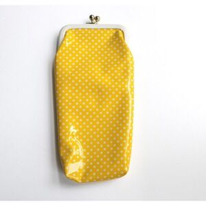 Vintage Yellow And White Polka Dot Vinyl Case For Eyeglasses Cigarettes Change